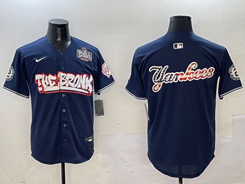 Men New York Yankees Blank Drak Blue four generations Joint Name 2025 Nike MLB Jersey style 8->women mlb jersey->Women Jersey